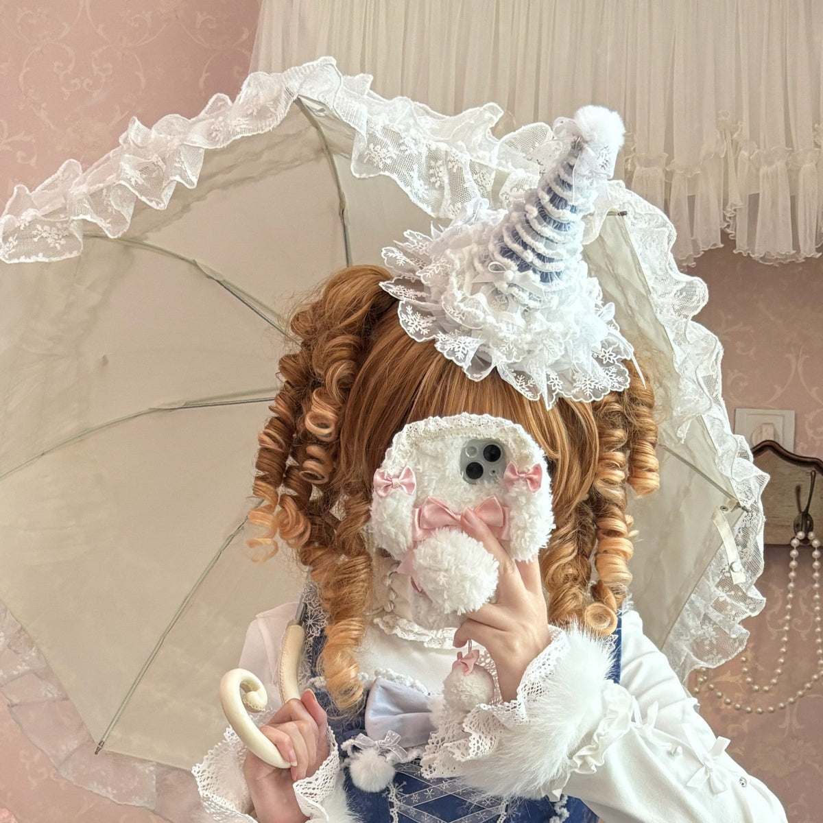 The Time Of Snowdrops Snowflake Print Velour Lolita JSK Dress - LolitaEra