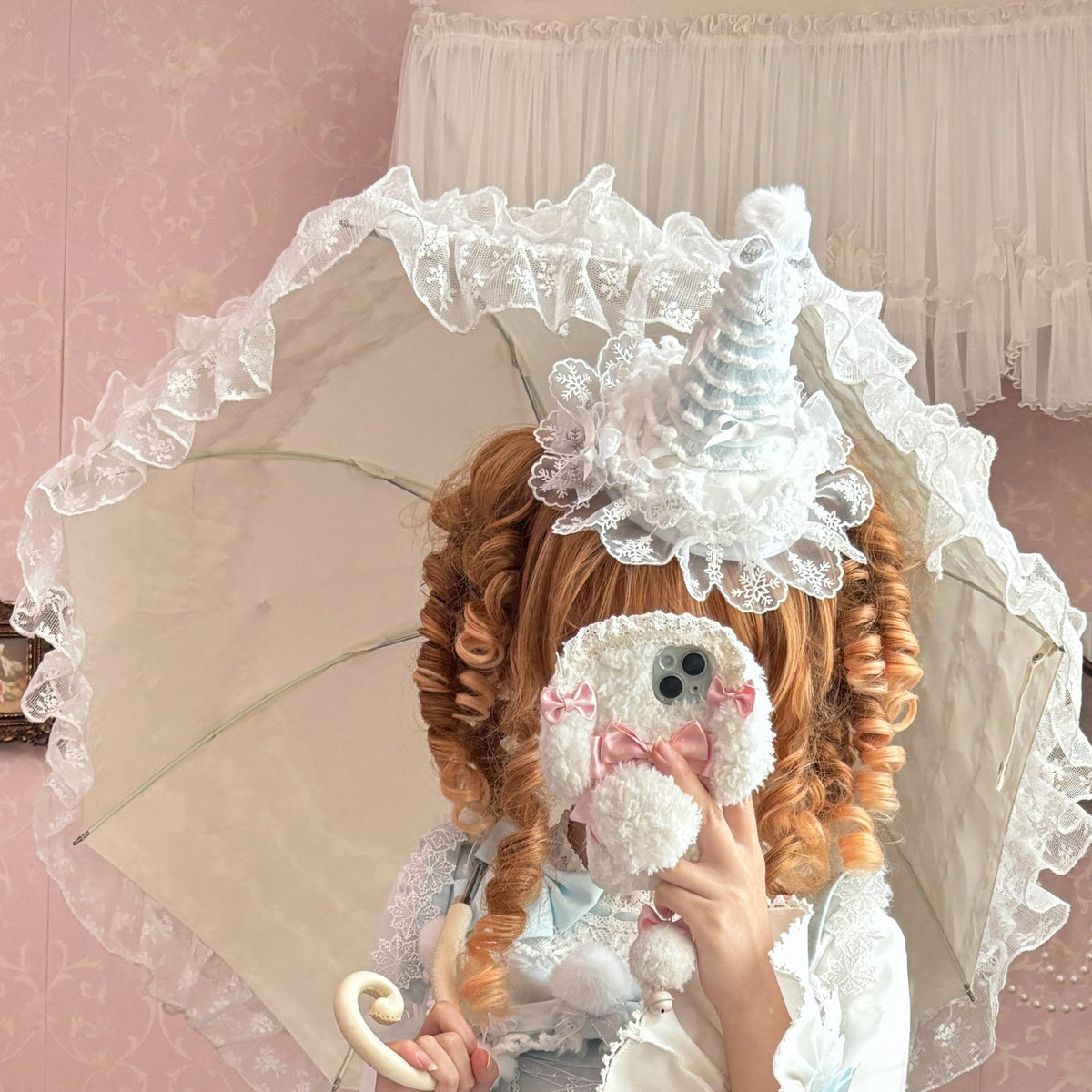The Time Of Snowdrops Snowflake Print Velour Lolita JSK Dress - LolitaEra