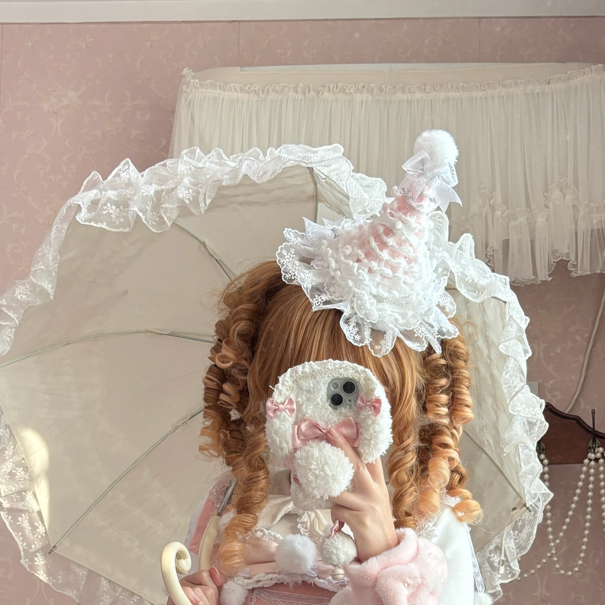 The Time Of Snowdrops Snowflake Print Velour Lolita JSK Dress - LolitaEra
