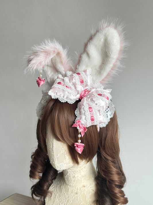 Lolita Kawaii Stuffed Bunny Ear KC Headband LA1003
