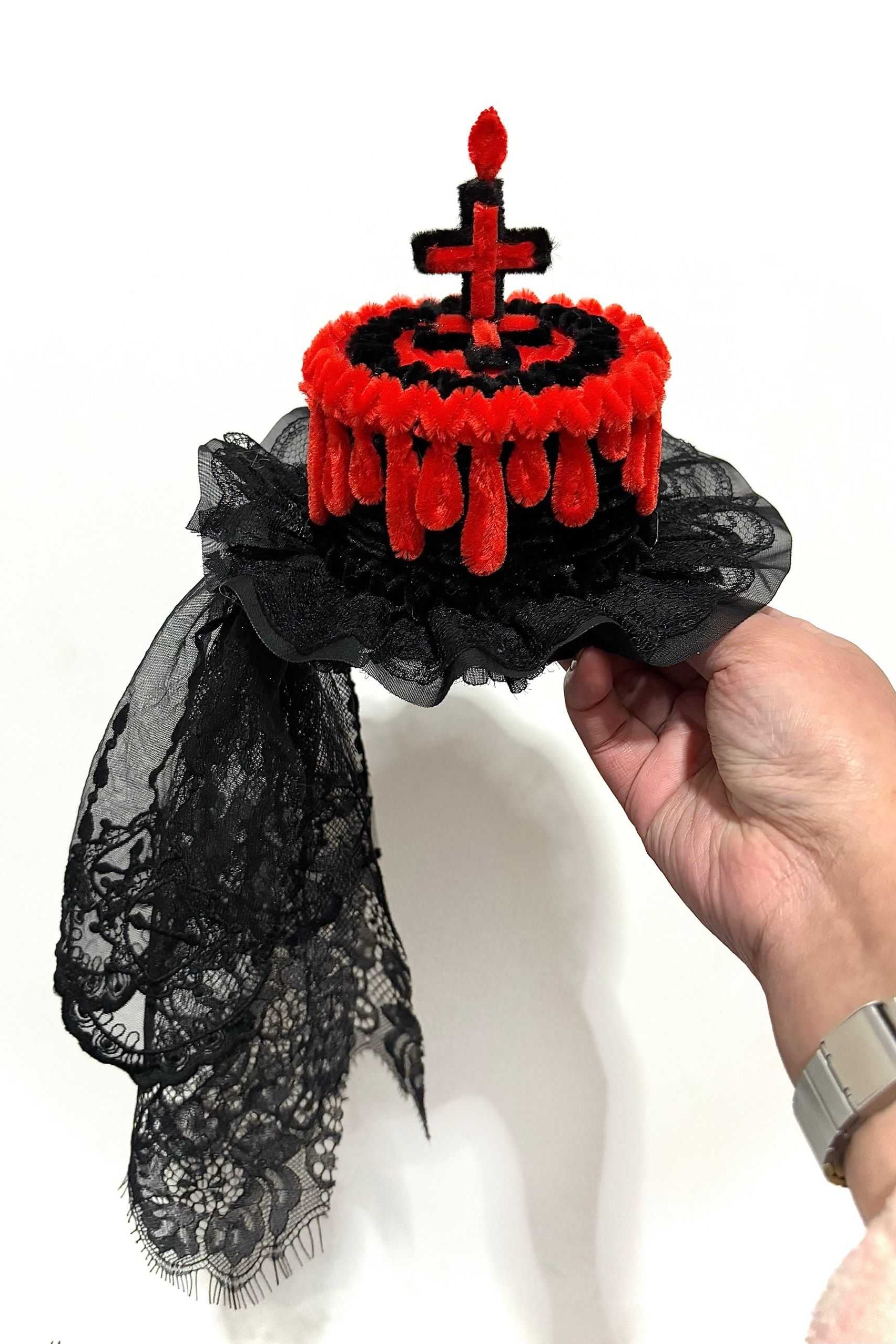 Lolita Handmade Dark Cake Mini Hat