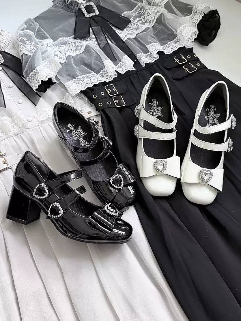 Transfer Student Night Prom Square Toe Mary Jane Chunky Heel Shoes