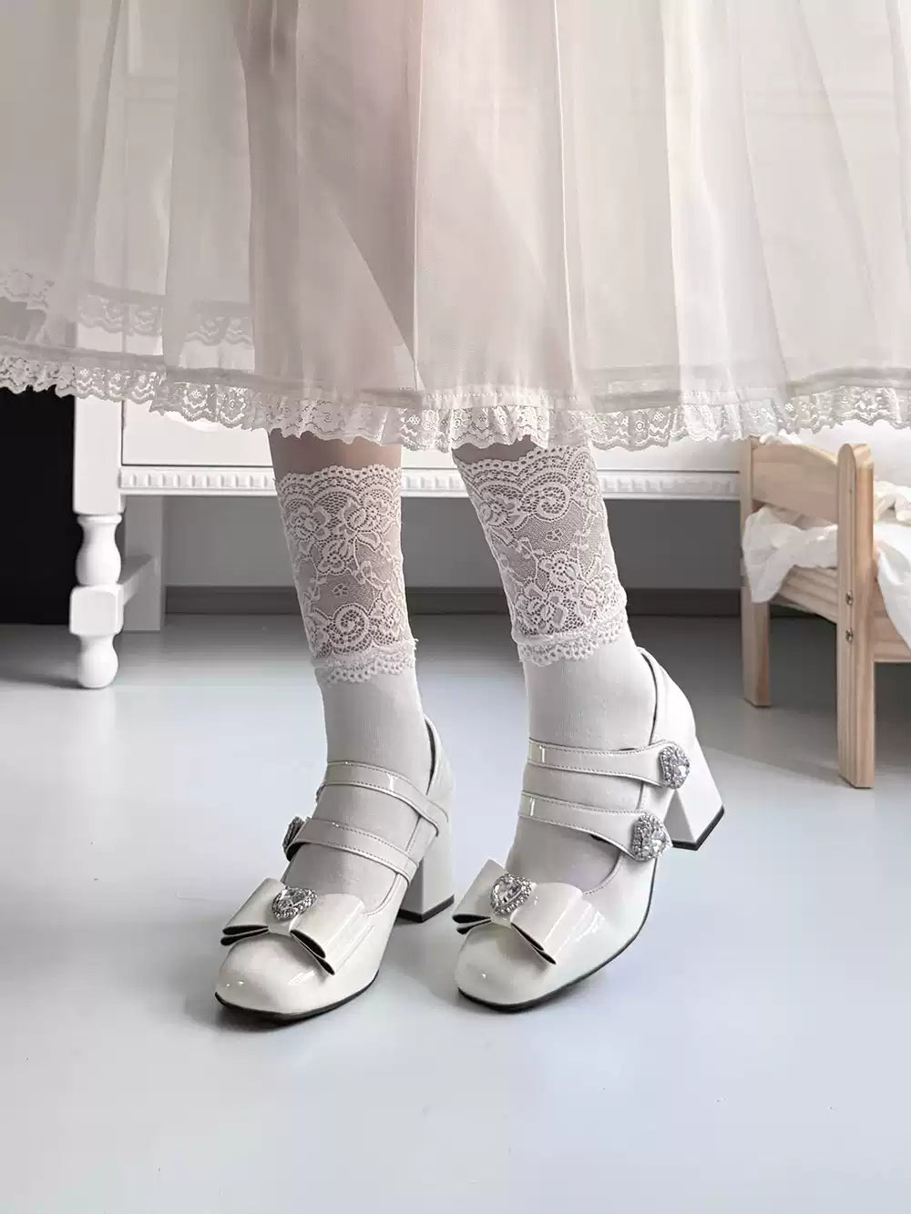 Transfer Student Night Prom Square Toe Mary Jane Chunky Heel Shoes