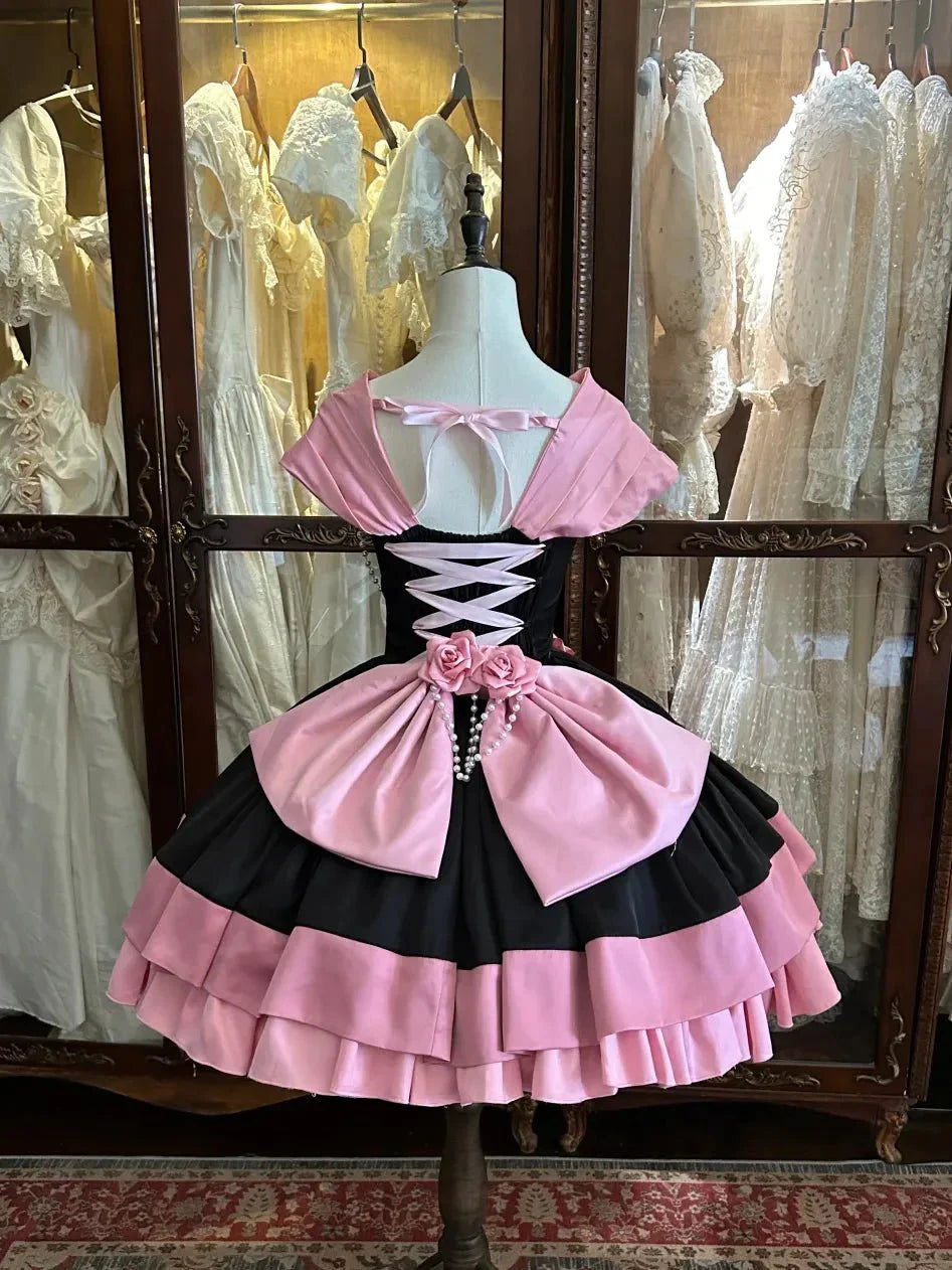 Treasure Chest Rose Lolita Black & Pink Dress - LolitaEraBlack & Pink DressSTreasure Chest Rose Lolita Black & Pink Dress