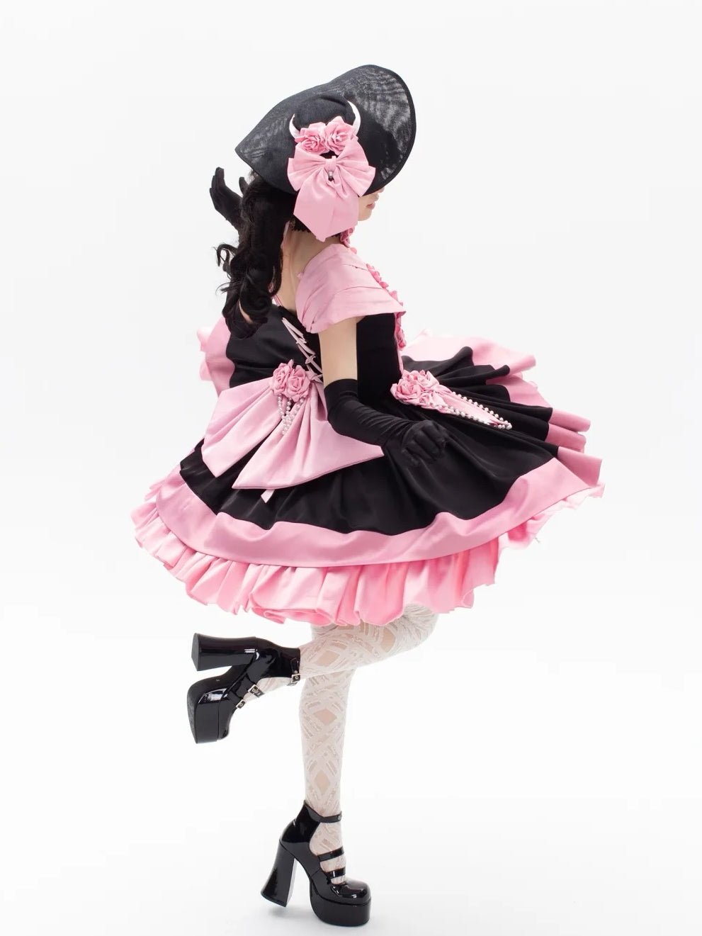 Treasure Chest Rose Lolita Black & Pink Dress - LolitaEraSetSTreasure Chest Rose Lolita Black & Pink Dress