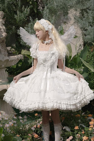 𝜗ৎ( PRE - ORDER ) Pure White Prayer Basic Lolita Dress LE1167 - LolitaEraWhiteXS𝜗ৎ( PRE - ORDER ) Pure White Prayer Basic Lolita Dress LE1167
