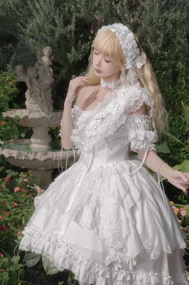 𝜗ৎ( PRE - ORDER ) Pure White Prayer Basic Lolita Dress LE1167 - LolitaEraWhiteXS𝜗ৎ( PRE - ORDER ) Pure White Prayer Basic Lolita Dress LE1167