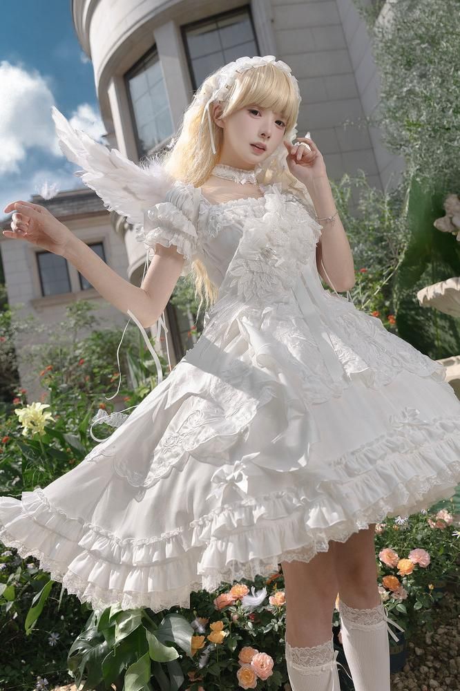 𝜗ৎ( PRE - ORDER ) Pure White Prayer Basic Lolita Dress LE1167 - LolitaEraWhiteXS𝜗ৎ( PRE - ORDER ) Pure White Prayer Basic Lolita Dress LE1167