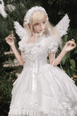 𝜗ৎ( PRE - ORDER ) Pure White Prayer Basic Lolita Dress LE1167 - LolitaEraWhiteXS𝜗ৎ( PRE - ORDER ) Pure White Prayer Basic Lolita Dress LE1167