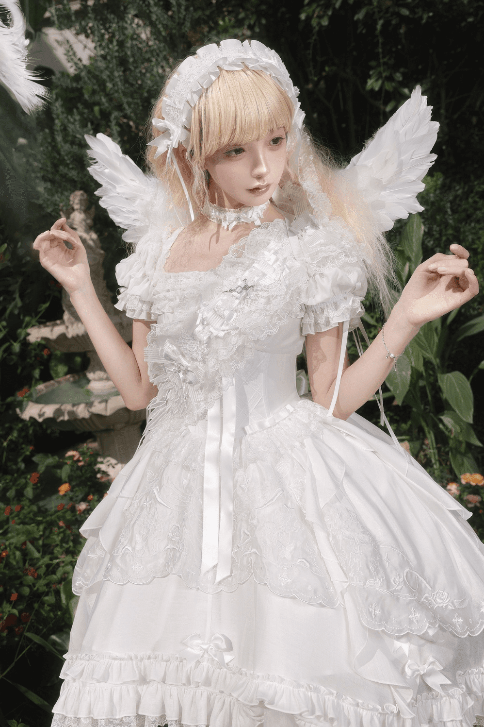 𝜗ৎ( PRE - ORDER ) Pure White Prayer Basic Lolita Dress LE1167 - LolitaEraWhiteXS𝜗ৎ( PRE - ORDER ) Pure White Prayer Basic Lolita Dress LE1167