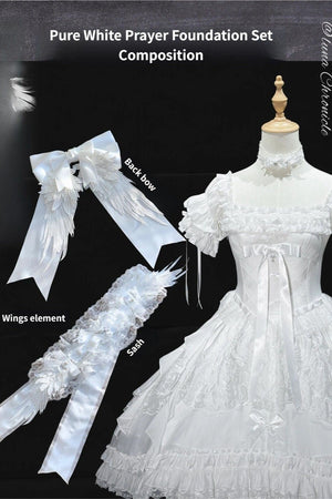 𝜗ৎ( PRE - ORDER ) Pure White Prayer Basic Lolita Dress LE1167 - LolitaEraWhiteXS𝜗ৎ( PRE - ORDER ) Pure White Prayer Basic Lolita Dress LE1167