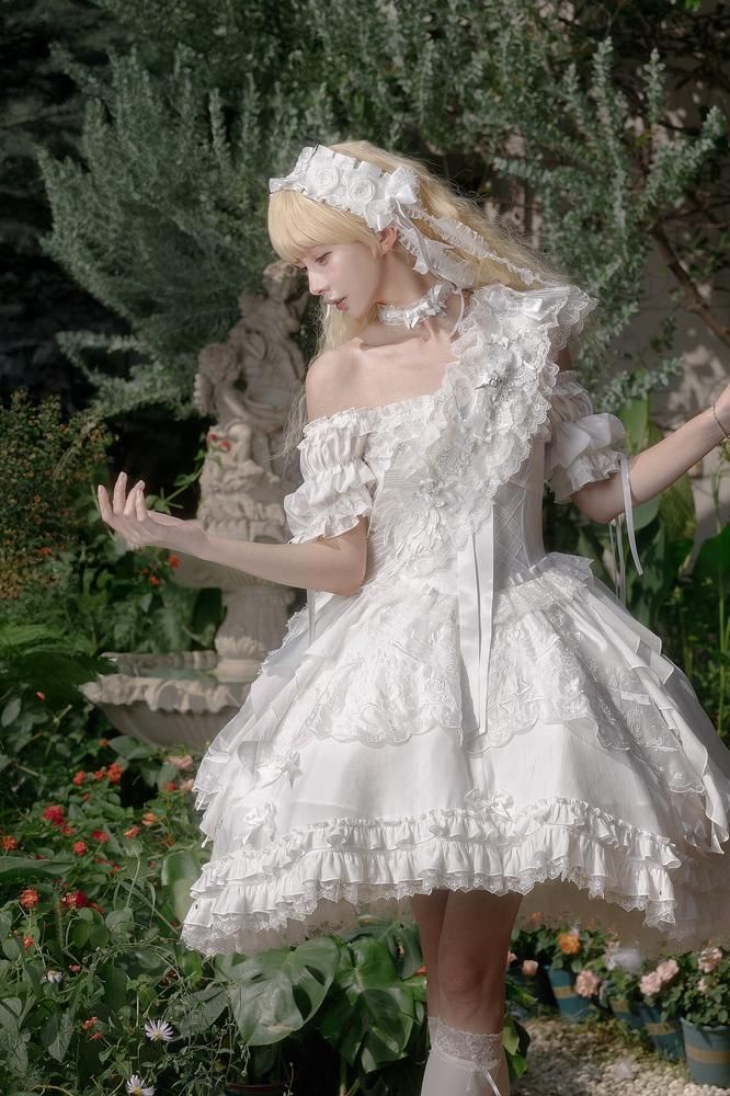 𝜗ৎ( PRE - ORDER ) Pure White Prayer Basic Lolita Dress LE1167 - LolitaEraWhiteXS𝜗ৎ( PRE - ORDER ) Pure White Prayer Basic Lolita Dress LE1167