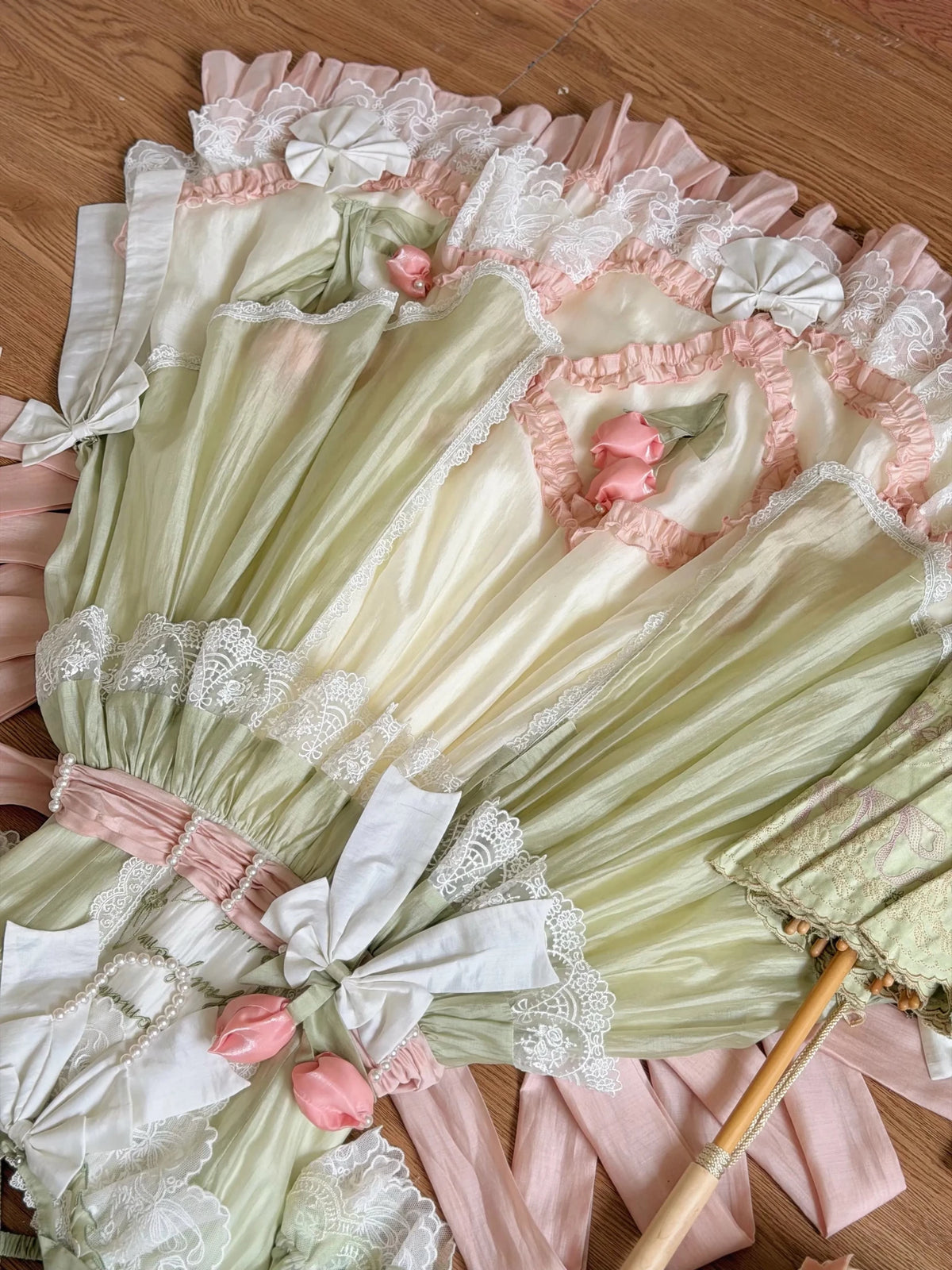 Tulip Letter Mint Green Short Sleeve Classic Lolita OP Dress - LolitaEra
