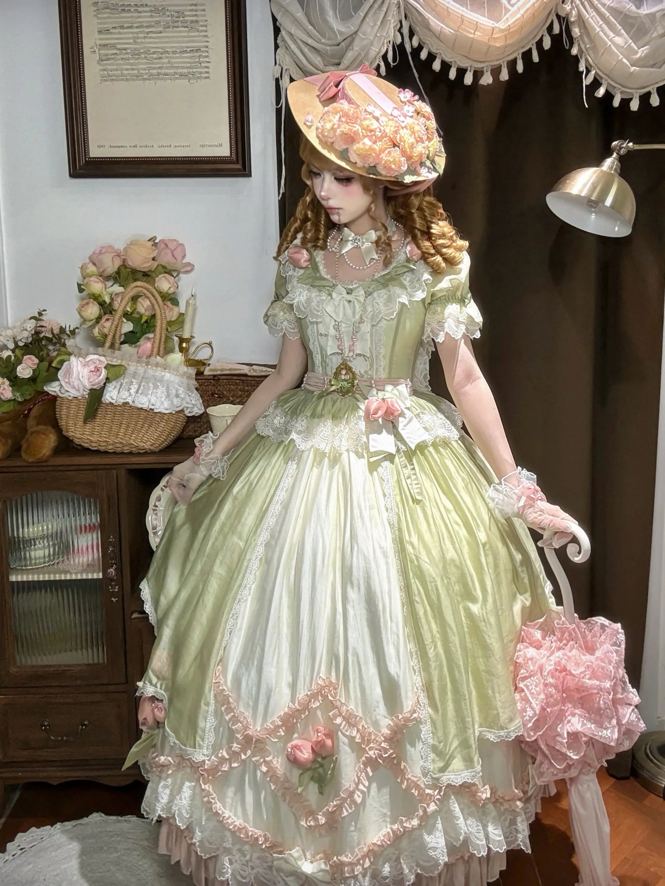 【Full Payment Drop】Reversed Illusion Lolita Exclusive Original Tulip Letter Short Sleeve OP Dress