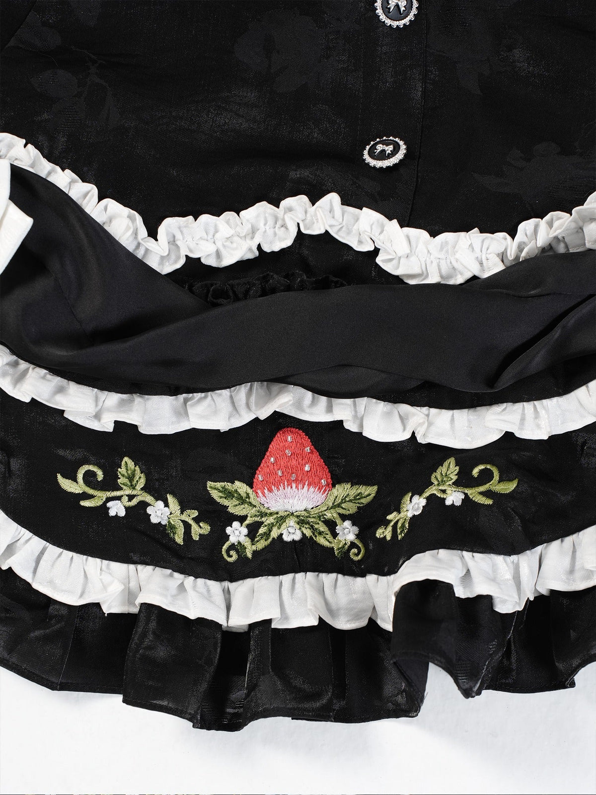 Twilight Berry Princess Gothic Maid Lolita Tiered Embroidered OP Dress - LolitaEra