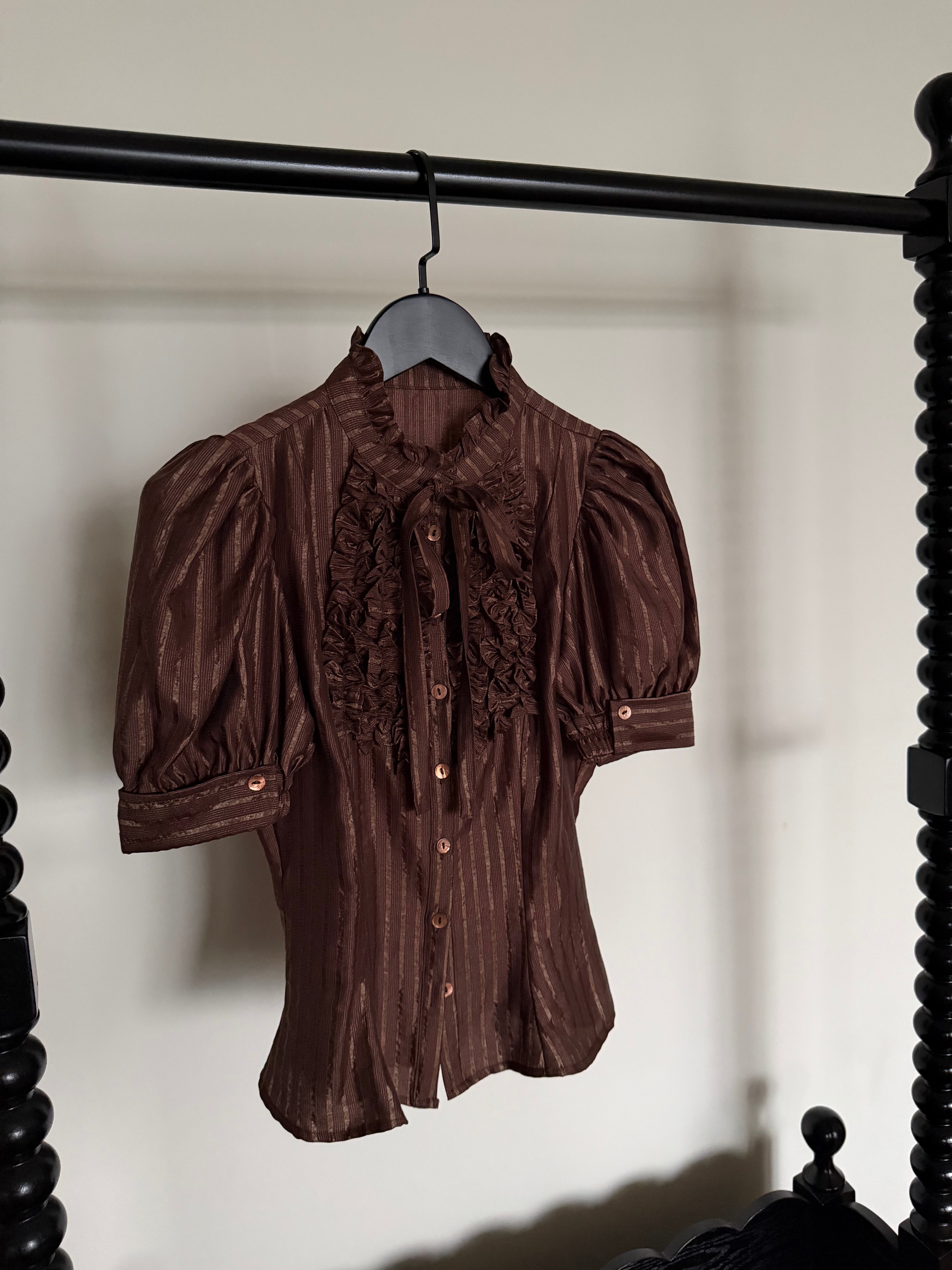FlowerFairyDaily Twilight yarn/original lolita striped short-sleeved shirt [delivered within 40 days after the photo is taken]