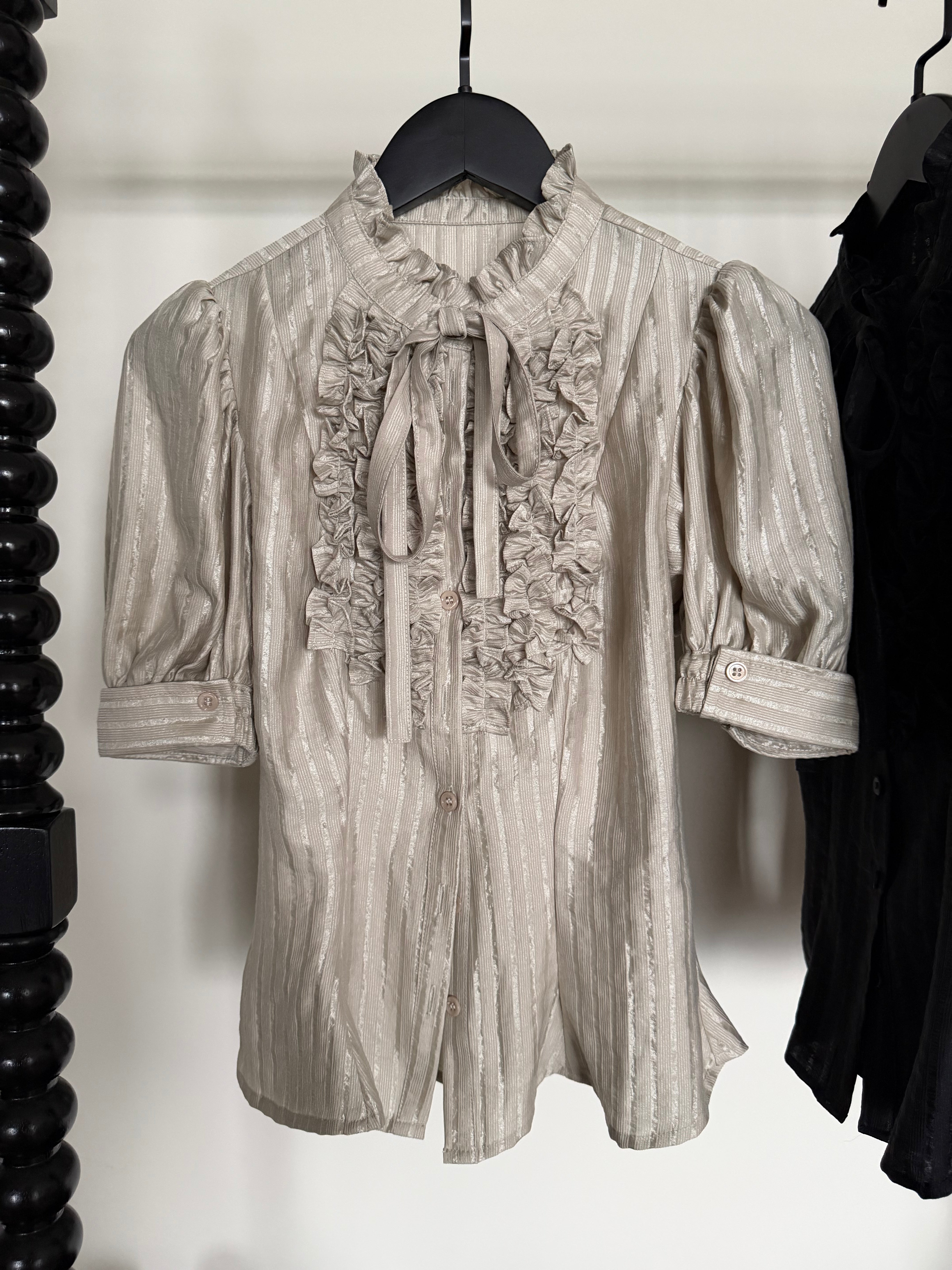 FlowerFairyDaily Twilight yarn/original lolita striped short-sleeved shirt [delivered within 40 days after the photo is taken]