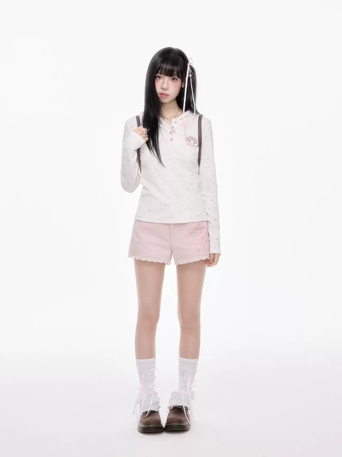 Versatile Pink Shorts With Lace Patchwork Design