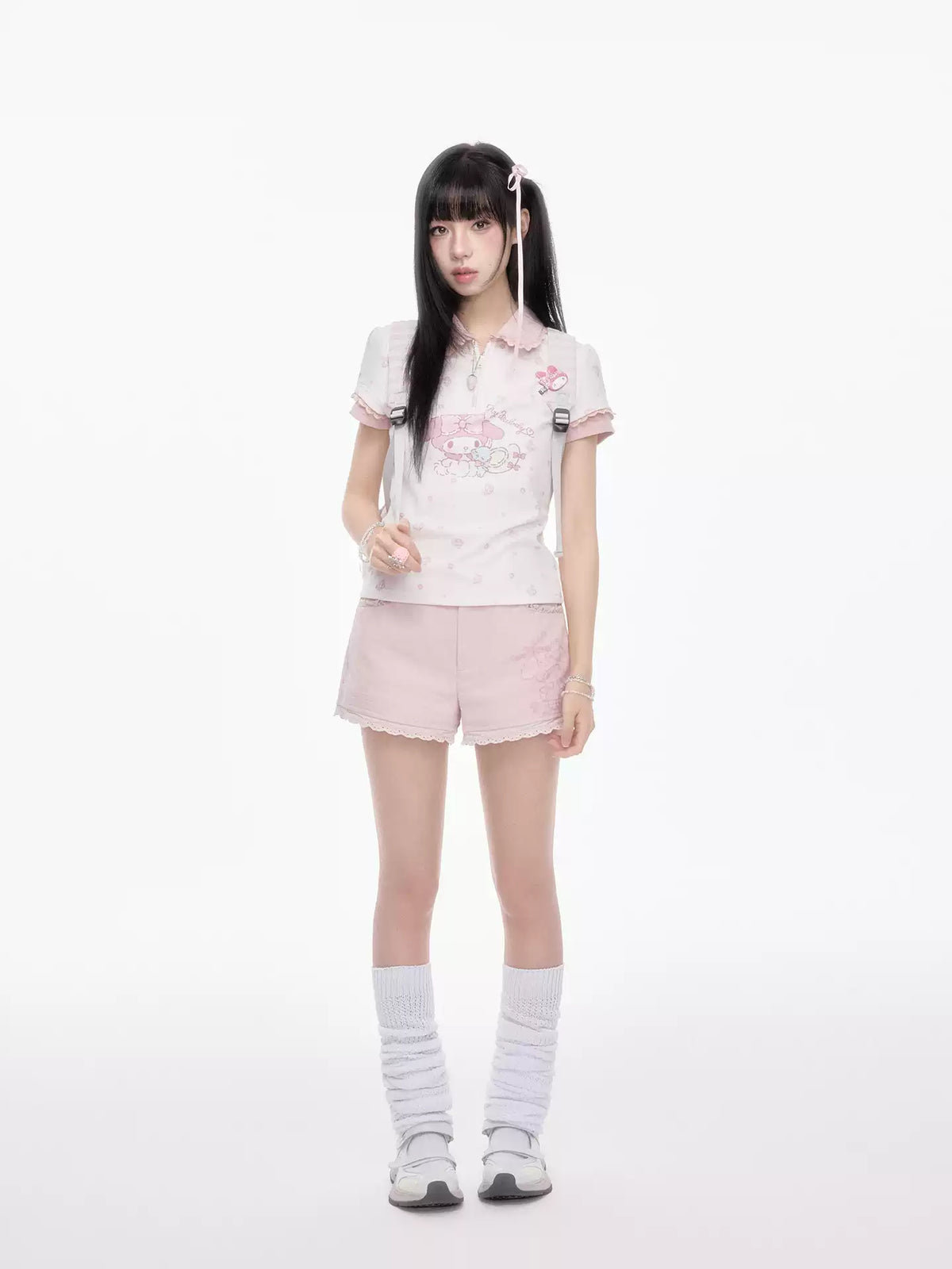 Versatile Pink Shorts With Lace Patchwork Design