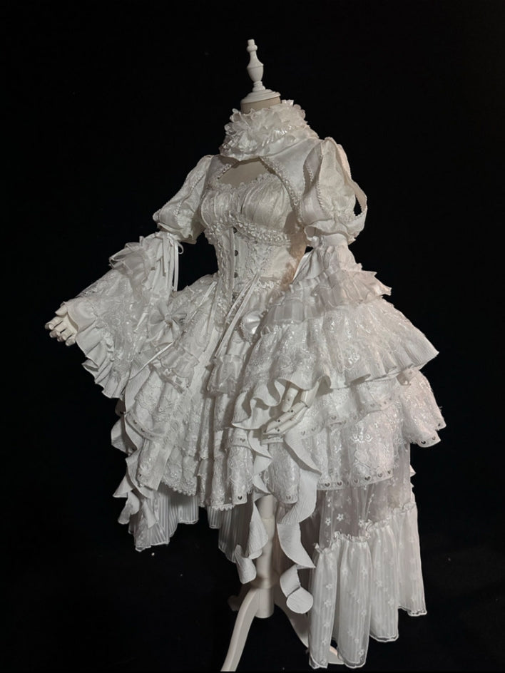 Caliburn Vintage Gothic Black & White Lolita JSK Full Set
