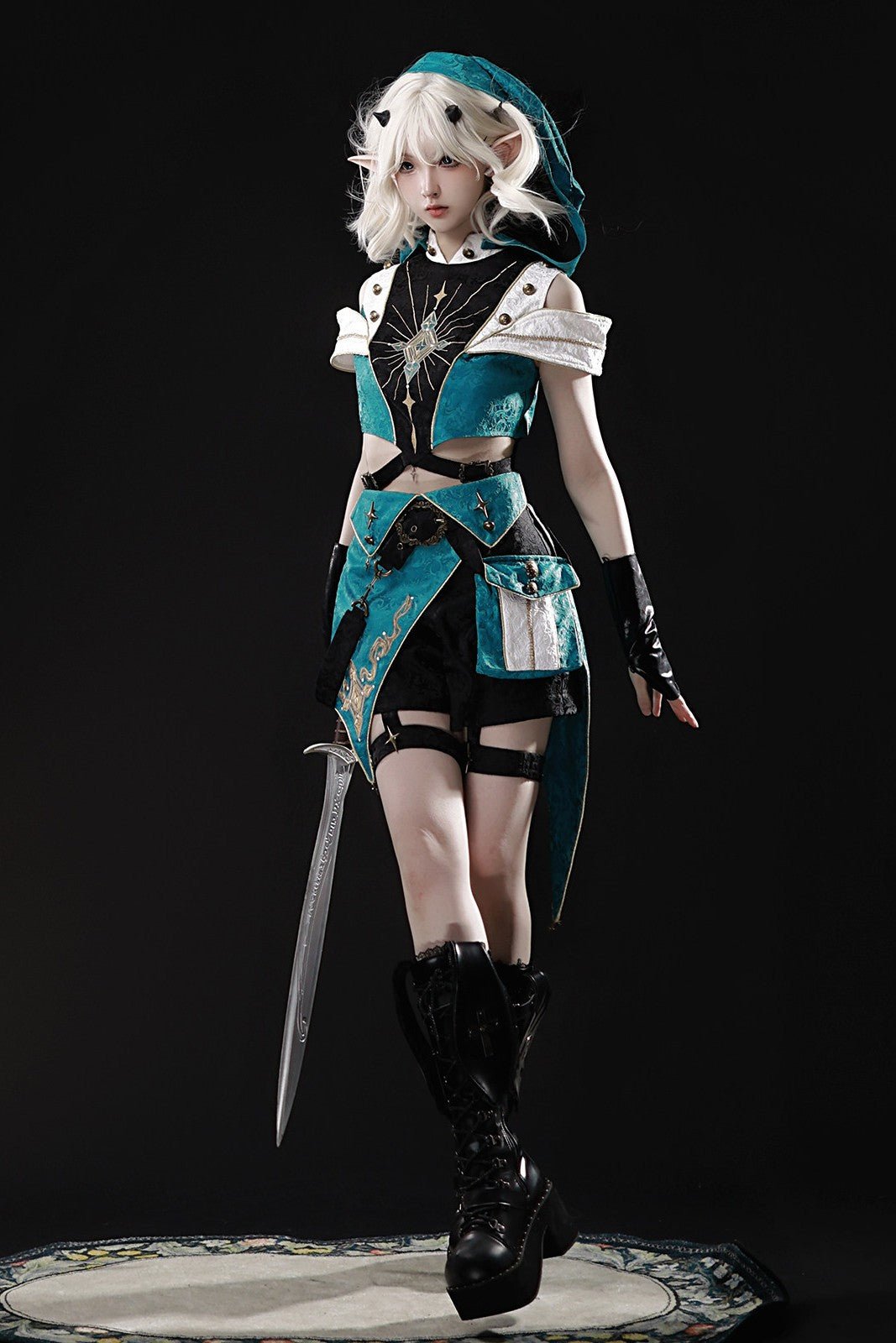 Wanderer's Kit Futuristic Battle Punk Set 1326 - LolitaEra3 - Piece Set (Top+ Hat+Skort)SWanderer's Kit Futuristic Battle Punk Set 1326