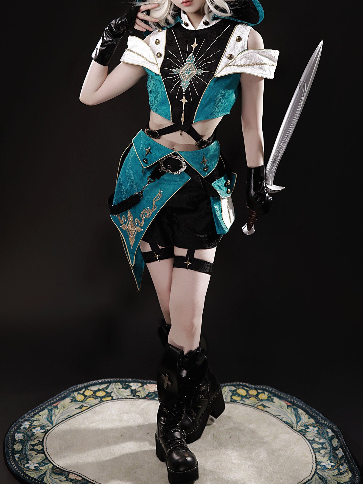 Wanderer's Kit Futuristic Battle Punk Set 1326 - LolitaEra3 - Piece Set (Top+ Hat+Skort)SWanderer's Kit Futuristic Battle Punk Set 1326