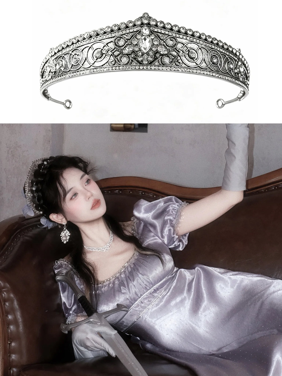 Muzhi Chenxi【War and Peace】Reproduction of Hepburn-Style Palace Satin Dress, Imperial Lolita Dress