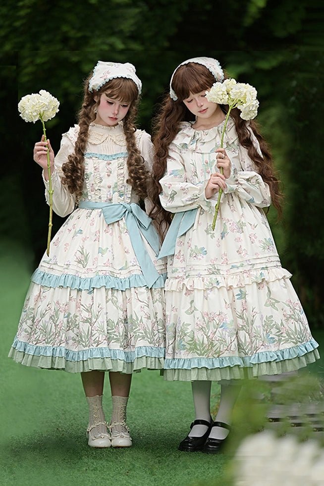 Warbler Season Classic Lolita OP/JSK Dress Set LE1191 - LolitaEraJSK+beltSWarbler Season Classic Lolita OP/JSK Dress Set LE1191