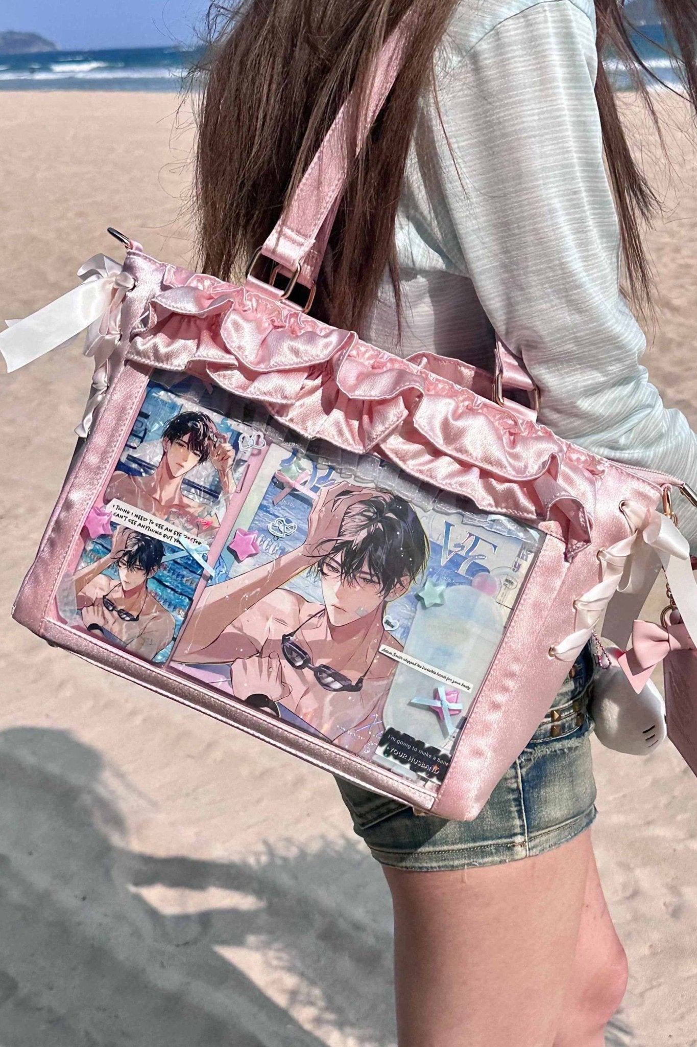 Wave Satin Crossbody Ribbon Bow Ita Bag 1288 - LolitaEraPurpleWave Satin Crossbody Ribbon Bow Ita Bag 1288