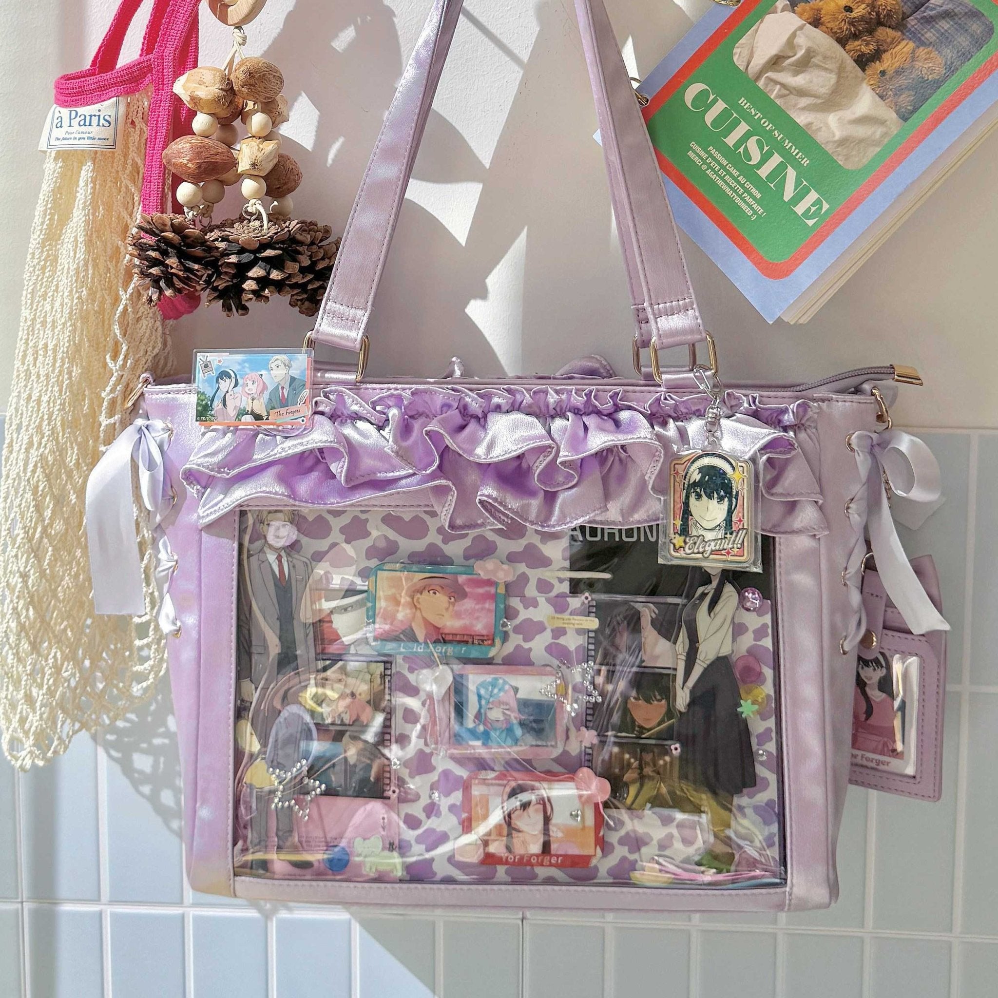 Wave Satin Crossbody Ribbon Bow Ita Bag 1288 - LolitaEraPurpleWave Satin Crossbody Ribbon Bow Ita Bag 1288