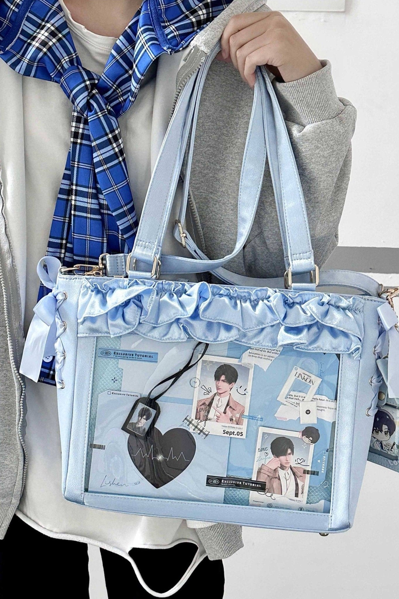 Wave Satin Crossbody Ribbon Bow Ita Bag 1288 - LolitaEraPurpleWave Satin Crossbody Ribbon Bow Ita Bag 1288