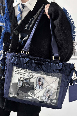 Wave Satin Crossbody Ribbon Bow Ita Bag 1288 - LolitaEraPurpleWave Satin Crossbody Ribbon Bow Ita Bag 1288