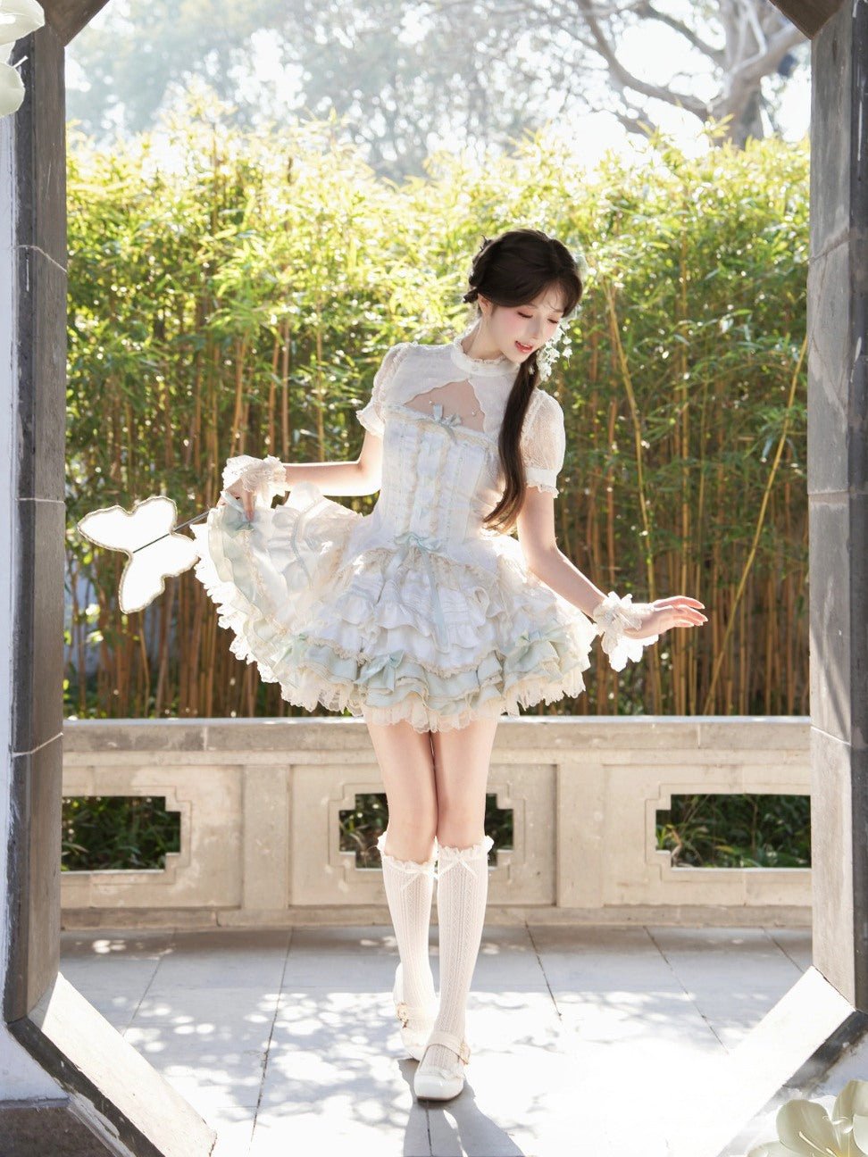 Whisper of Little Jasmine High Waist Mini Two - Piece Set - LolitaEraJSKSWhisper of Little Jasmine High Waist Mini Two - Piece Set