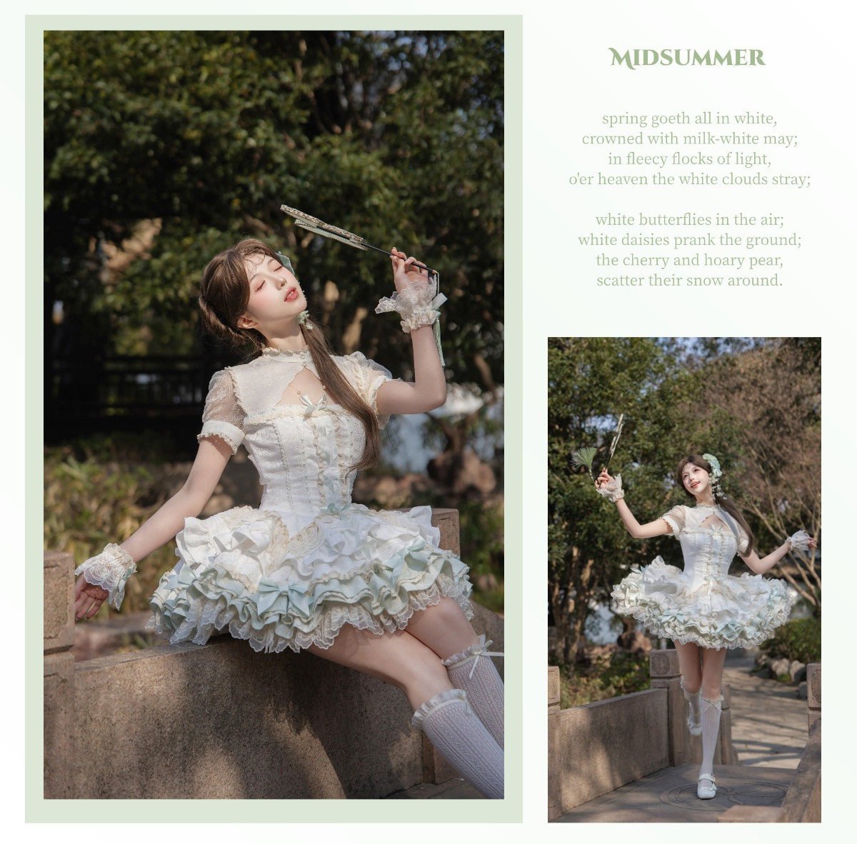 Whisper of Little Jasmine High Waist Mini Two - Piece Set - LolitaEraOPSWhisper of Little Jasmine High Waist Mini Two - Piece Set