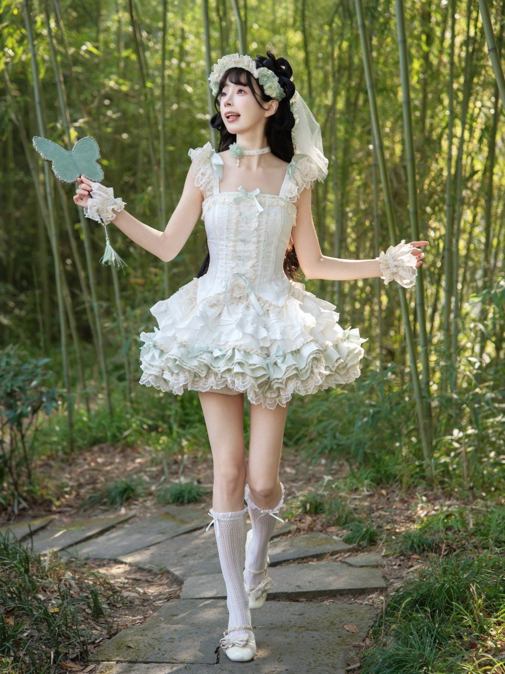 Whisper of Little Jasmine High Waist Mini Two - Piece Set - LolitaEraJSKSWhisper of Little Jasmine High Waist Mini Two - Piece Set