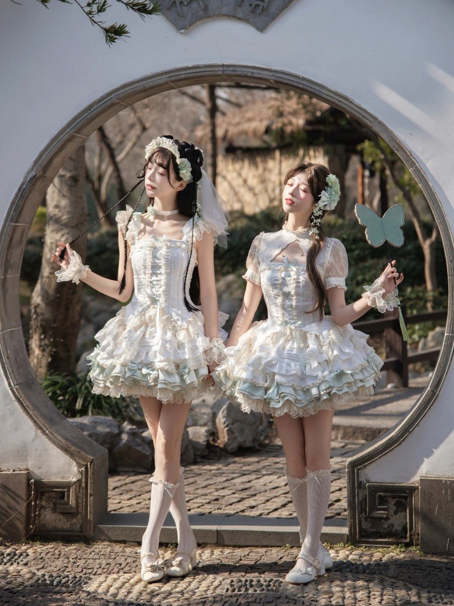 Whisper of Little Jasmine High Waist Mini Two - Piece Set - LolitaEraJSKSWhisper of Little Jasmine High Waist Mini Two - Piece Set
