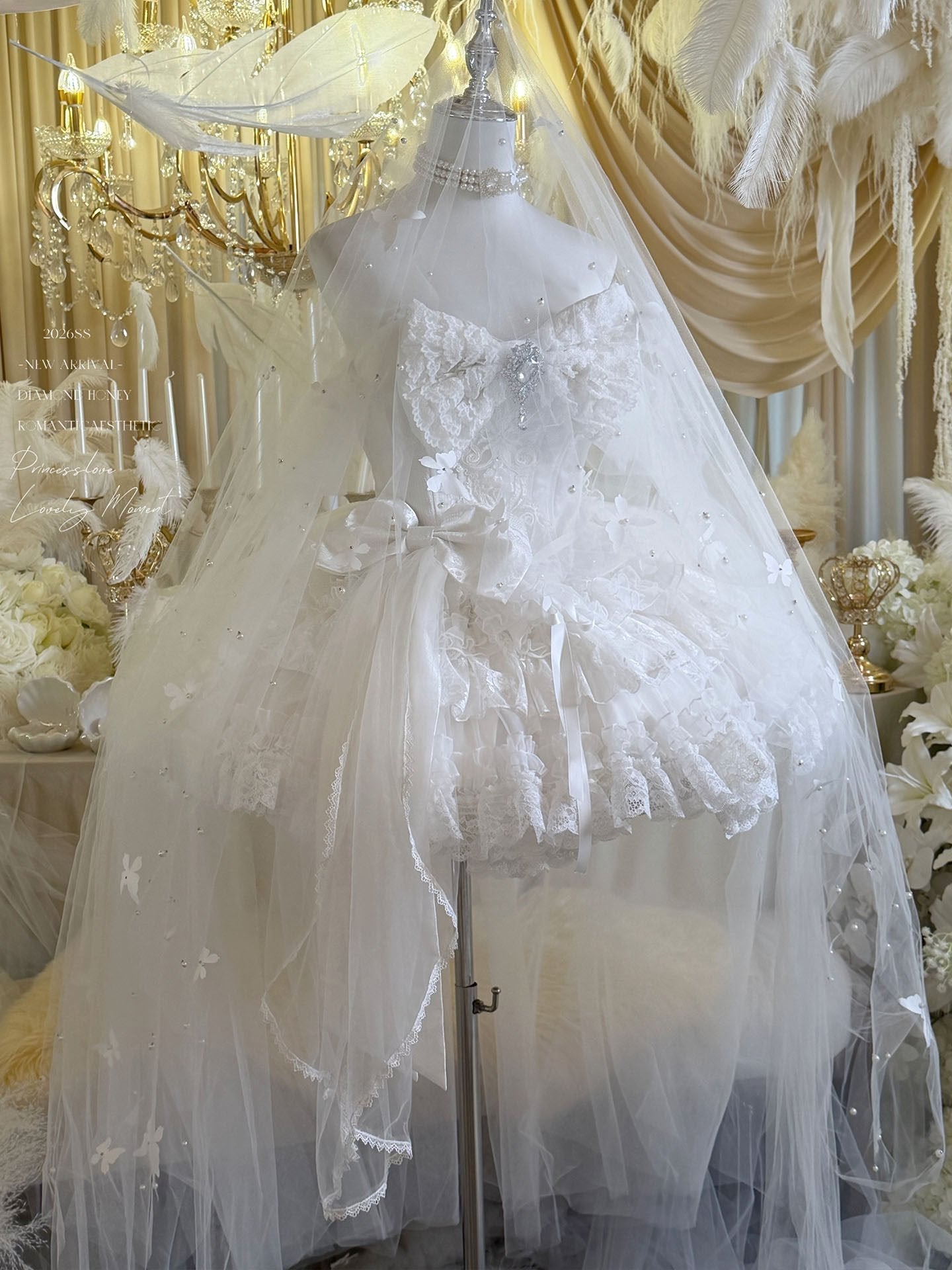 White Feather Promise Moonlight Light Wedding Dress - LolitaEraWhite VeilSWhite Feather Promise Moonlight Light Wedding Dress