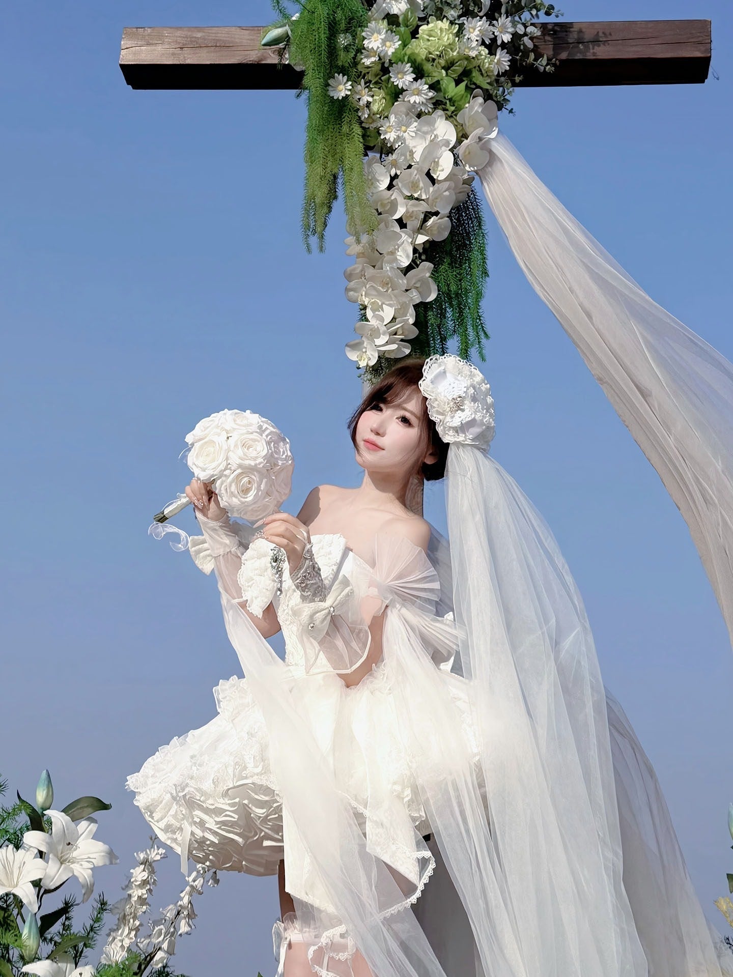White Feather Promise Moonlight Light Wedding Dress - LolitaEraWhite DressSWhite Feather Promise Moonlight Light Wedding Dress