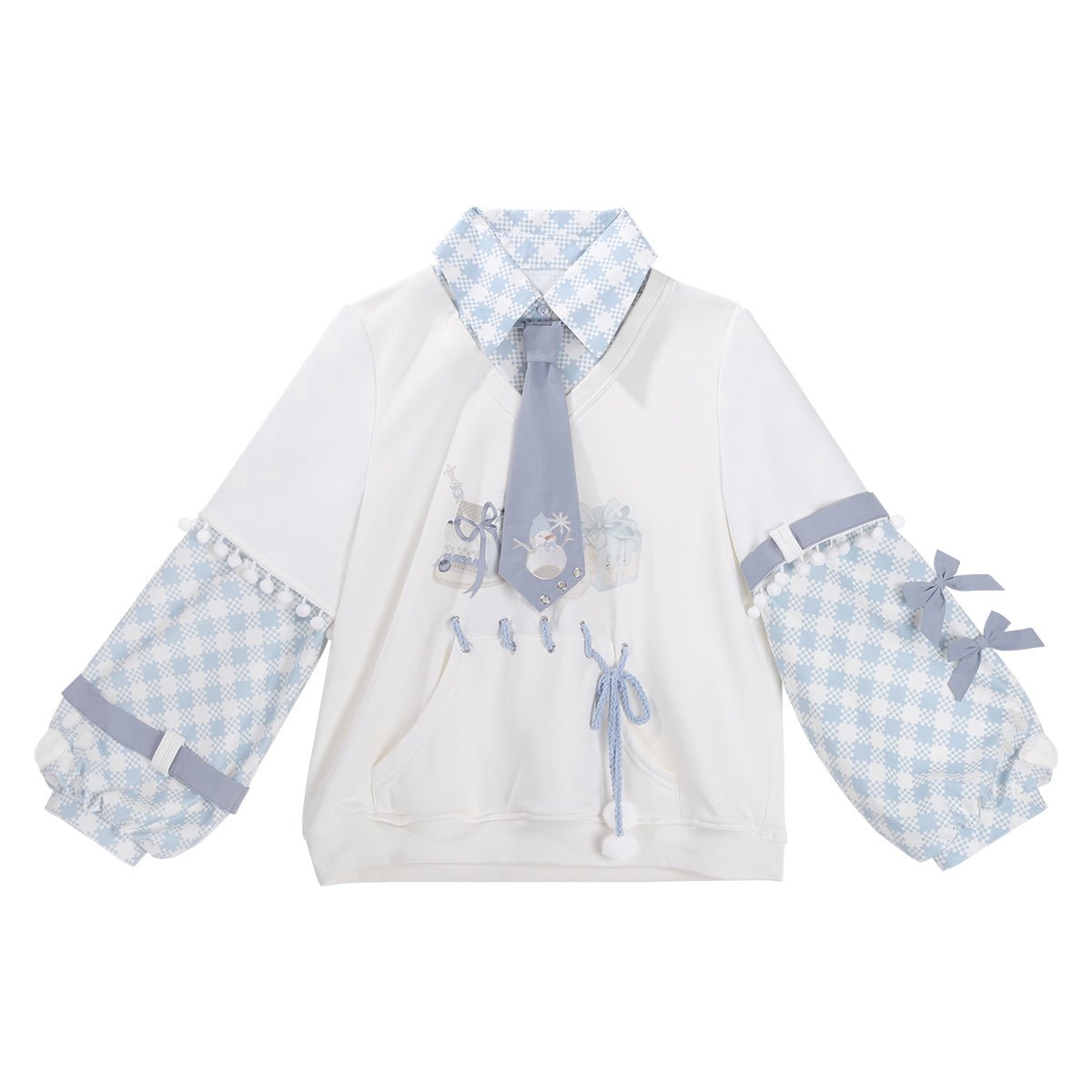 Winter Irregular Sweatshirt & Trousers Set - LolitaEraTop+Trousers+Belt+TieSWinter Irregular Sweatshirt & Trousers Set