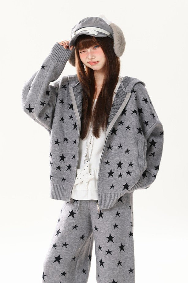 Winter Star Print Warm Home Wear Set - LolitaEraTopSWinter Star Print Warm Home Wear Set