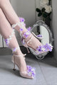 Wisteria in Rain Pointed - Toe Handmade Heels LE5110 - LolitaEraPurple 5CM34Wisteria in Rain Pointed - Toe Handmade Heels LE5110