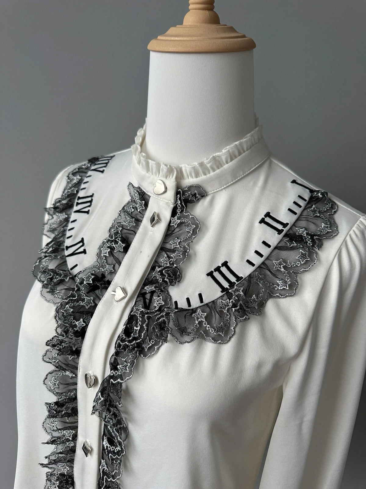 Women's Alice Clock Embroidery Satin Long Sleeve Lolita Blouse