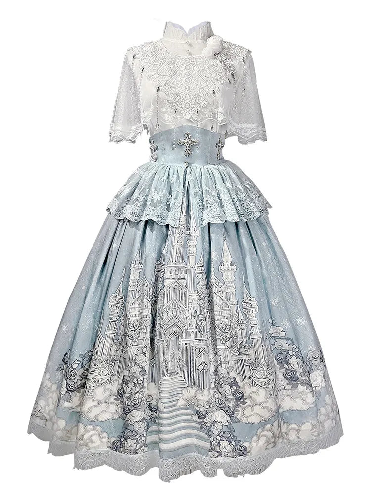 Women's Elegant Princess Dress Cape Set