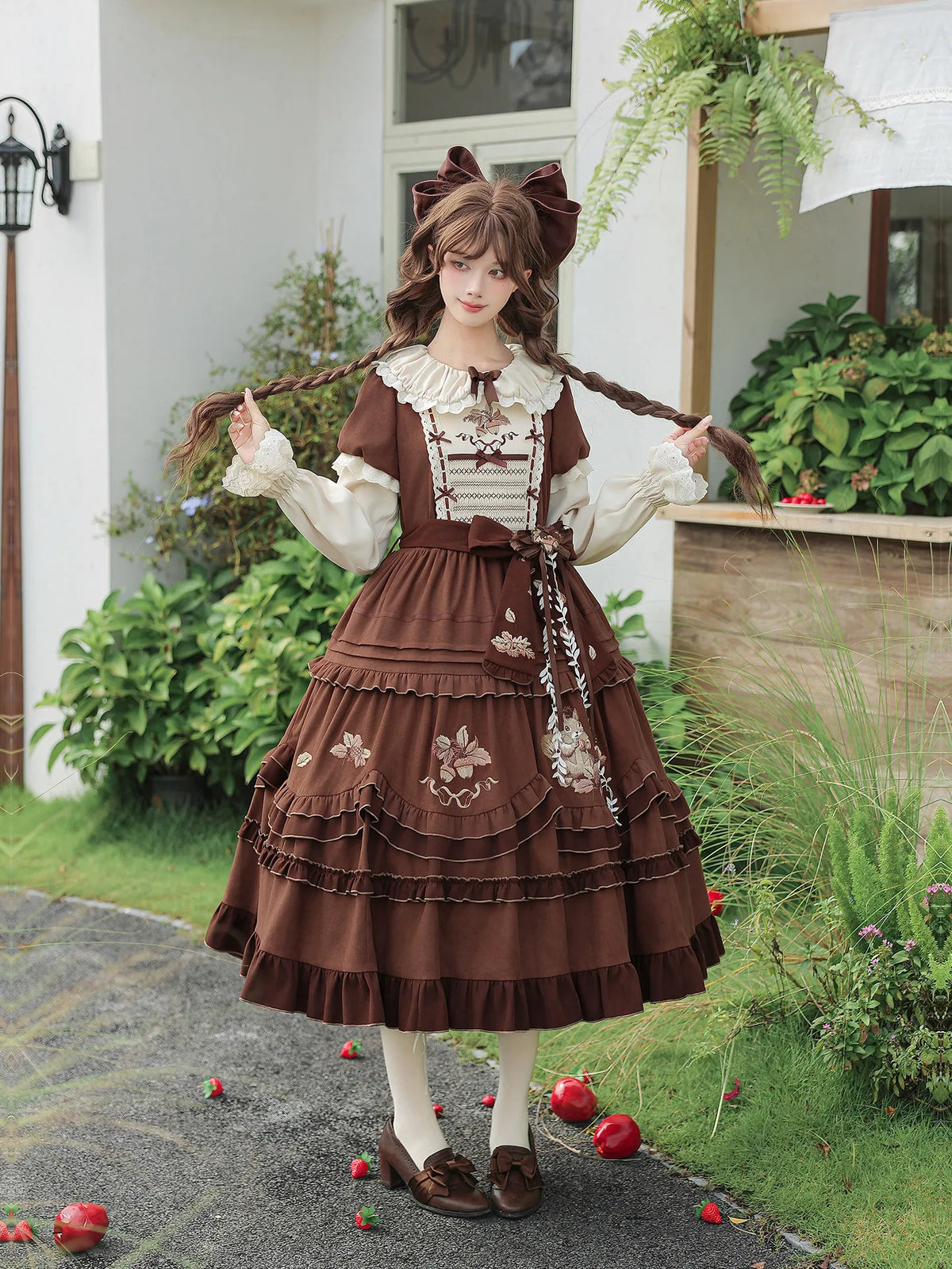 Women's Embroidered Doll Collar Big Swing Lolita Dress