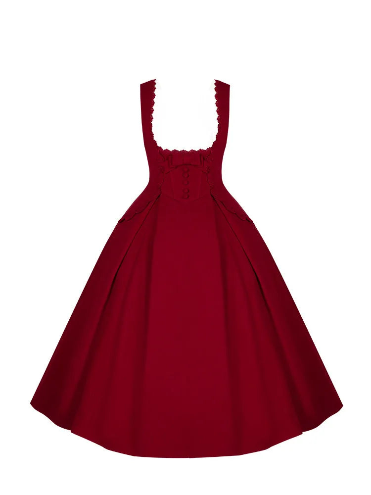 Women's Embroidered Fishbone Velvet Rose Lolita Dress Set