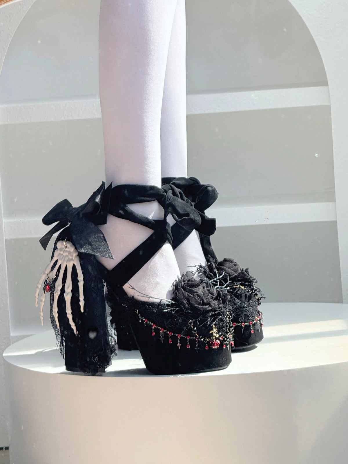 Women's Gothic Strappy Platform Chunky High Heel Lolita Shoes