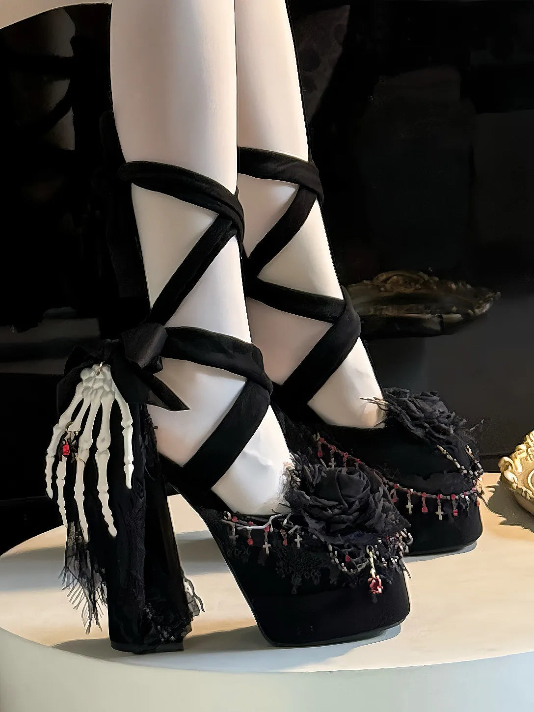 Women's Gothic Strappy Platform Chunky High Heel Lolita Shoes