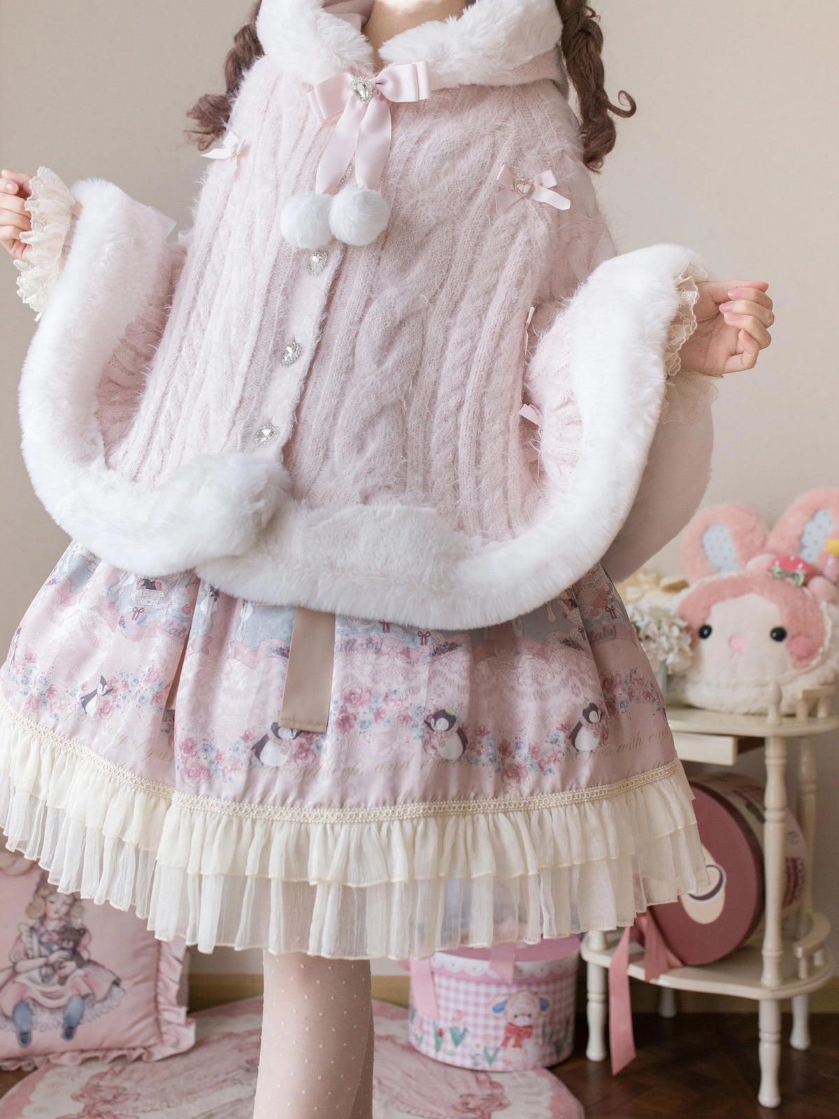 Women's Japanese Knit Soft Girl Lolita Cape Sweater