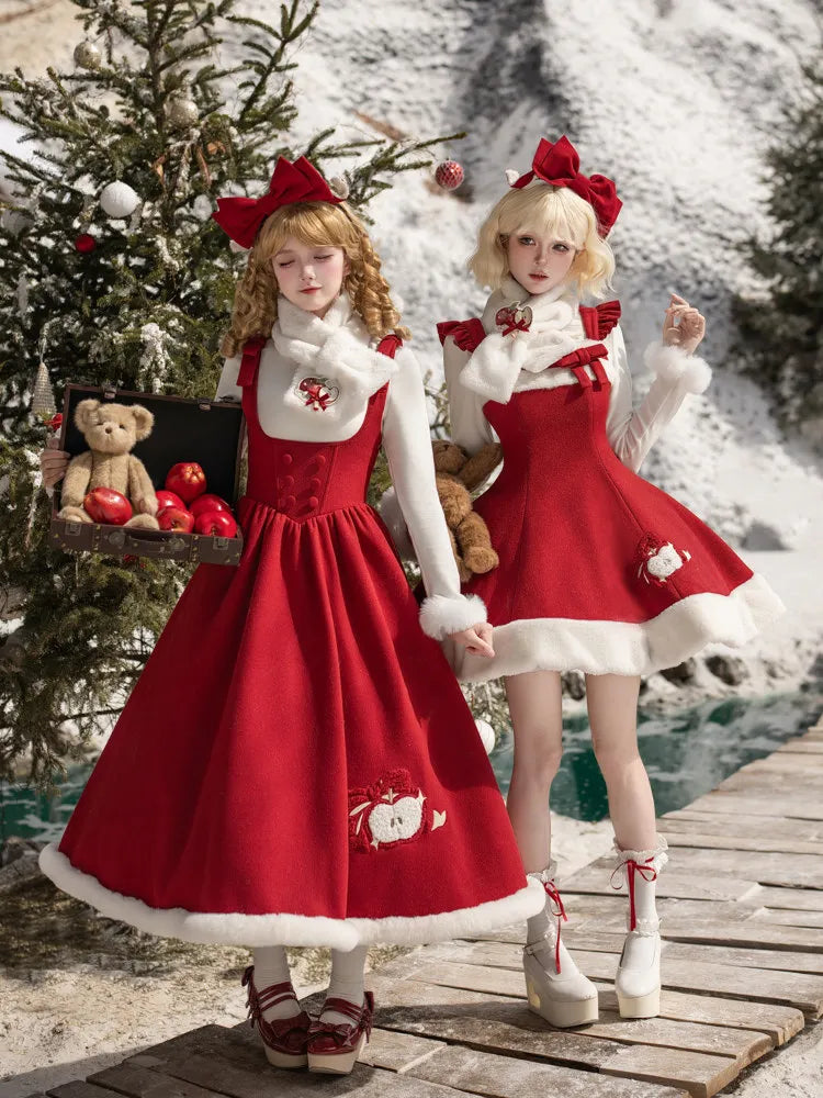 Women's New Year Style Winter Lolita Dress Cape Set