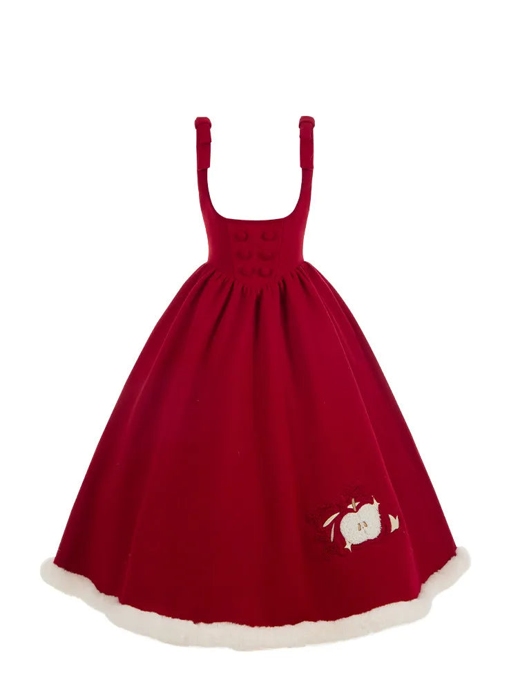 Women's New Year Style Winter Lolita Dress Cape Set